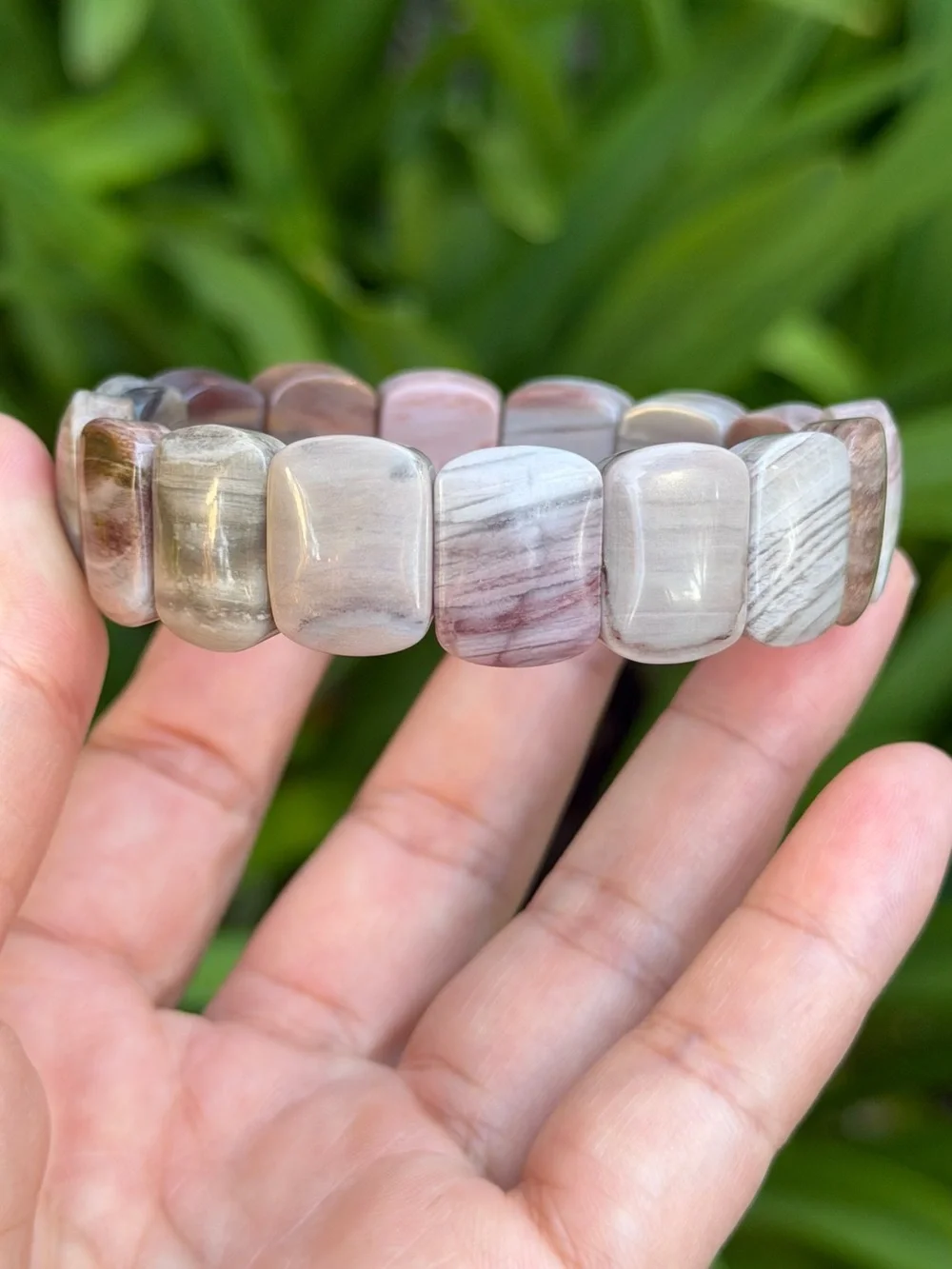6.75 inches stretchable petrified wood soft bangle‎ 1535